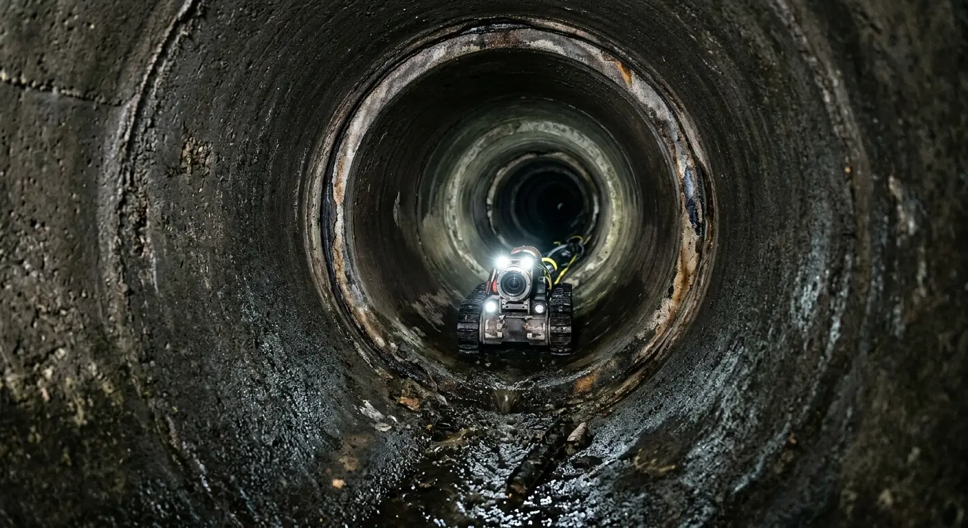 Robotic sewer camera inspecting pipe interior for Sewer Line Repair in Liberty Hill